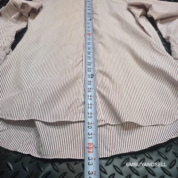 Hilditch & Key Mens Dress Shirt 16 Burgundy White Stripe French Cuff England - Picture 13 of 13